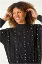 Black Sparkly Cable Knit Jumper, Image 4 of 5