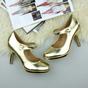 Gold AJVANI Gold High Heel Mary Jane Court Shoes, Image 4 of 6