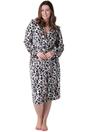Multi Camille Lingerie Multi Supersoft Fleece Hooded Calf Length Bathrobe, Image 1 of 4