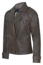 Brown Cropped Oversized Trench Leather Jacket, Image 2 of 4