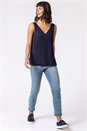Navy  V-Neck Sleeveless Vest Top, Image 3 of 4