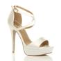 Ivory AJVANI Ivory High Heel Crossed Straps Platform Sandals, Image 1 of 6
