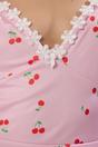 Multi WOVCOR Multi Cherry Print Lace Strap Nightdress with Ruffle Hem Detail, Image 2 of 3
