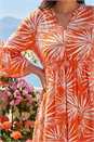 ORANGE Abstract Print Crinkle Smock Dress, Image 4 of 4