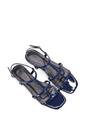 Navy XY LONDON Navy 'Danielle' Flat Strappy Caged Square Toe Sandals With Buckle, Image 6 of 6