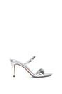 Silver 'Kay' Slip On Stiletto Heel Mules With Open Toe, Image 1 of 6
