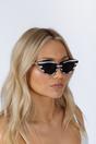 Brown Cat-Eye Sunglasses in Black White Stripe, Image 2 of 6