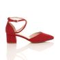 Red AJVANI Red Mid Block Heel Crossed Strap Pointed Toe 2 Part Heels, Image 2 of 6
