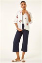 Ivory  Floral Embroidered V-Neck Blouse, Image 2 of 5