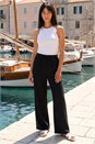 Black Petite Linen Blend Wide Leg Trouser, Image 1 of 4