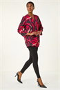 Red Abstract Cut Away Neck Top, Image 1 of 5
