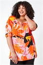Orange Curve Floral Stretch Jersey Top, Image 1 of 5