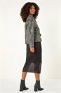 Grey Dusk Oversized Belt Biker Jacket, Image 3 of 9
