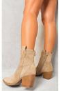 Khaki iKrush Khaki Laura Suede Cowboy Ankle Length Boots, Image 2 of 8