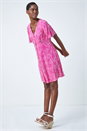 PINK Ditsy Spot Print Button Dress, Image 1 of 5