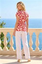 Red Floral Print Lace Trim Top, Image 3 of 4