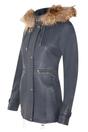 Blue Leather Hooded Parka Jacket-Charleville, Image 5 of 6