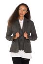 Grey Infinity Leather Grey Tweed 1920s Herringbone Grey Blazer, Image 2 of 6