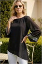 Black Asymmetric Sequin Cuff Top, Image 1 of 4