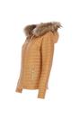 Tan 'Venezia' Fur Trim Hooded Real Leather Jacket, Image 2 of 4