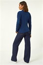 Petrol Blue Knitted Zip Detail Jacket, Image 3 of 5