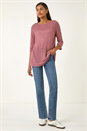 PINK Crochet Knit Tunic Stretch Top, Image 1 of 5