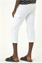 White Turn Up Stretch Cargo Trousers, Image 3 of 5