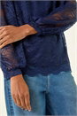 Navy  Lace Jersey Stretch Top, Image 5 of 5