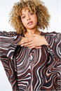Chocolate Curve Swirl Print Batwing Top, Image 2 of 5
