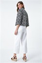 Black Geometric Textured Cotton Blend Jacket, Image 3 of 5