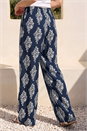 Navy  Mono Print Wide Leg Trouser, Image 3 of 4