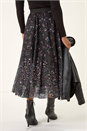 Black Printed Lace Overlay Skirt, Image 4 of 5