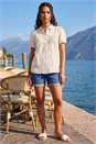 Cream  Crochet Pocket Button Shirt, Image 2 of 4