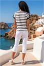 Black Stripe Floral Print Stretch Top, Image 3 of 4