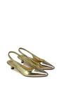Gold XY LONDON Gold 'Avalone' Pointed Toe Sling Back Kitten Heel Sandals, Image 3 of 5