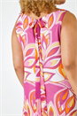 Pink Curve Floral Chiffon Hanky Hem Asymmetric Dress, Image 5 of 5