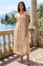 Ivory  Polka Dot Frill Mesh Maxi Dress, Image 2 of 4