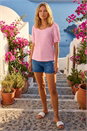 Pink Textured Jersey Stretch Top, Image 2 of 4