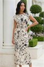 Ivory  Printed Twist Front Wrap Dress, Image 2 of 4