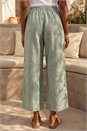 Khaki Petite Metallic Stripe Cropped Trouser, Image 3 of 4
