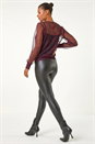 Red Abstract Print Plisse Shirred Hem Top, Image 3 of 6