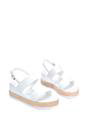 White XY LONDON White 'Ally' Low Heel Platform Wedge Espadrill  Slingback Sandals, Image 5 of 5