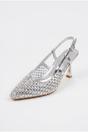 Silver iKrush Silver Constance Crystal Embellished Pointed Toe Heels, Image 2 of 5