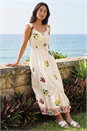 Natural  Petite Fruit Print Strappy Midi Dress , Image 2 of 4