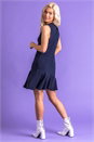 Navy  Sleeveless Peplum Hem Dress, Image 2 of 5