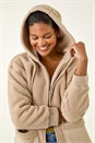 Stone Hooded Borg Zip Through Jacket, Image 5 of 6