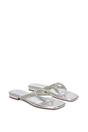 Silver XY LONDON Silver 'Blake' Flat Slip On Diamante Sandals With Thong Strap, Image 3 of 6