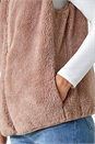 Taupe Soft Sherpa Fleece Gilet, Image 5 of 5