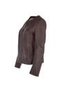 Brown 'Chambery' Collarless Real Leather Jacket, Image 3 of 5