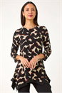 Black Abstract Print Hanky Hem Tunic, Image 4 of 5